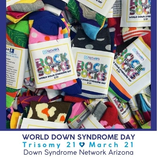 Product Description: Please Note - Socks Sizes: We have two sizes available – youth and adult. Adult socks fit most teens/adults (shoe sizes 4-10.5)and youth socksfit approximately ages 8 -12. Youth socks are not for toddlers or babies.</br></br>Online orders can be picked up from our office in Tempe at 1445 E Guadalupe Rd, Ste 103, Tempe, AZ 85283 (FREE). Text 480-759-9150 for office hours. Select the option at the checkout if picking up at office or DSNetwork Table at World Down Syndrome Day Festival on Mar 2026.</br></br>Shipping: Otherwise, the cost to mail your socks is $10. The last day to order socks to be shipped isMarch 12to arrive in standard mail by March 21.</br></br>*If picking up in the office please call or text 480-759-9150 to make arrangements.</br> Rock Your Socks